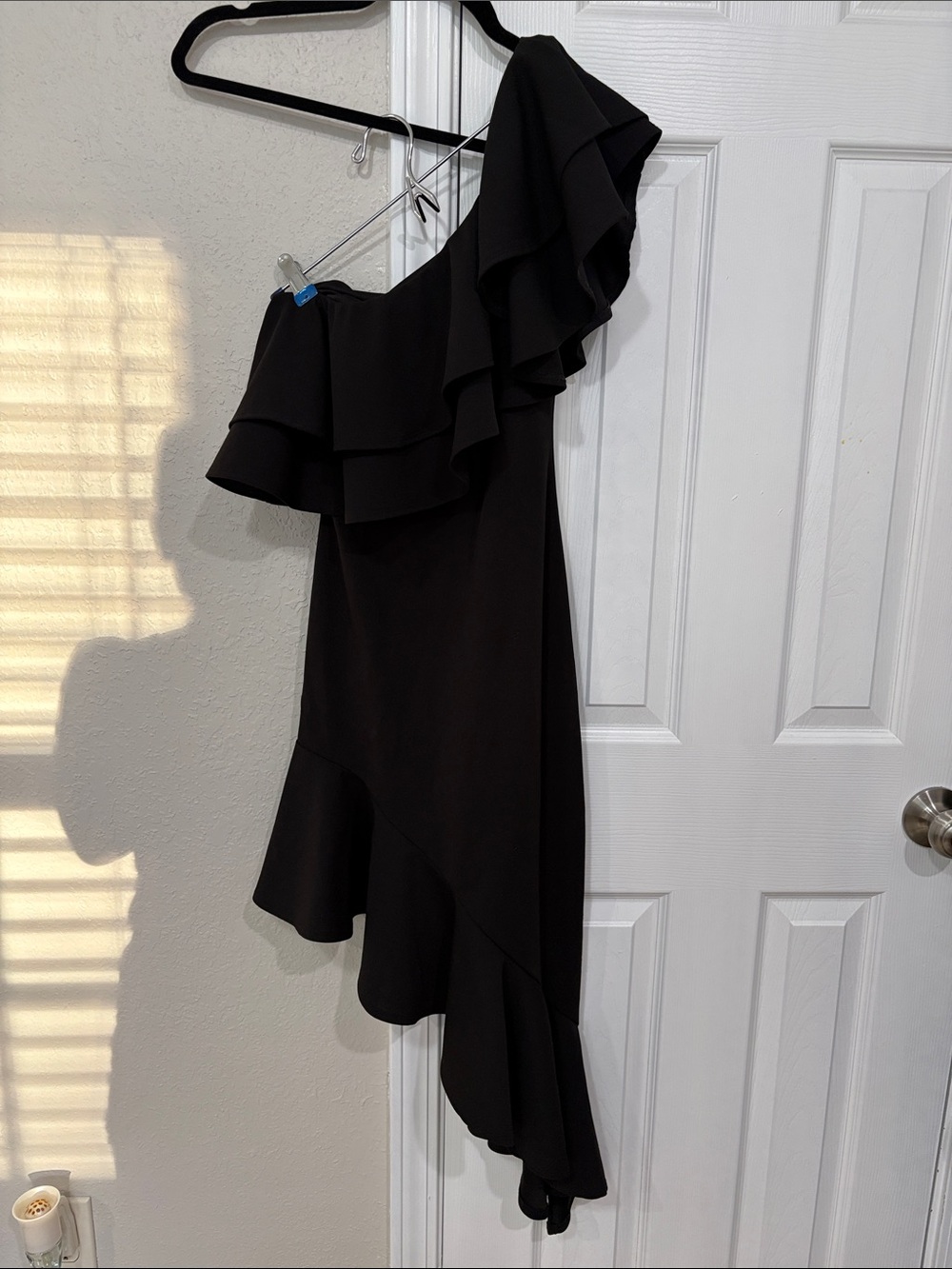 Fashion Nova One-Shoulder Black Ruffle Dress